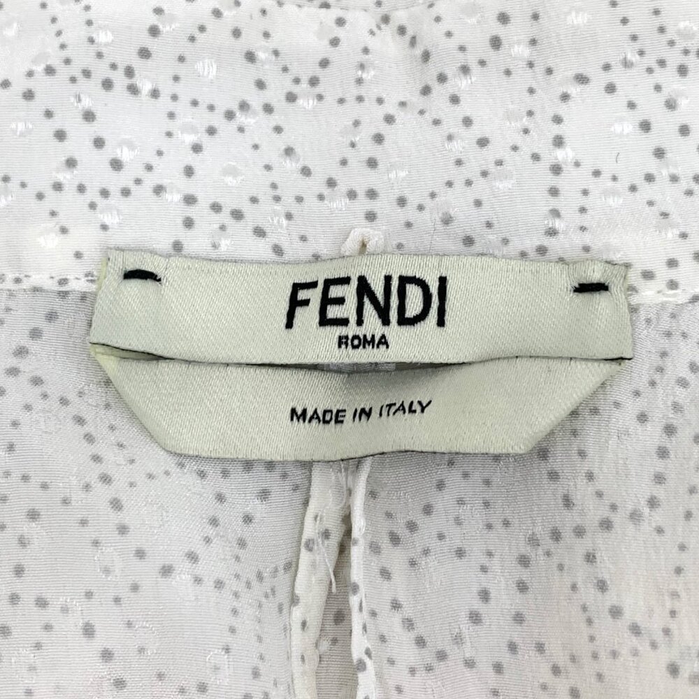 Fendi Off-White Patterned Silk Collared Long Slee… - image 6